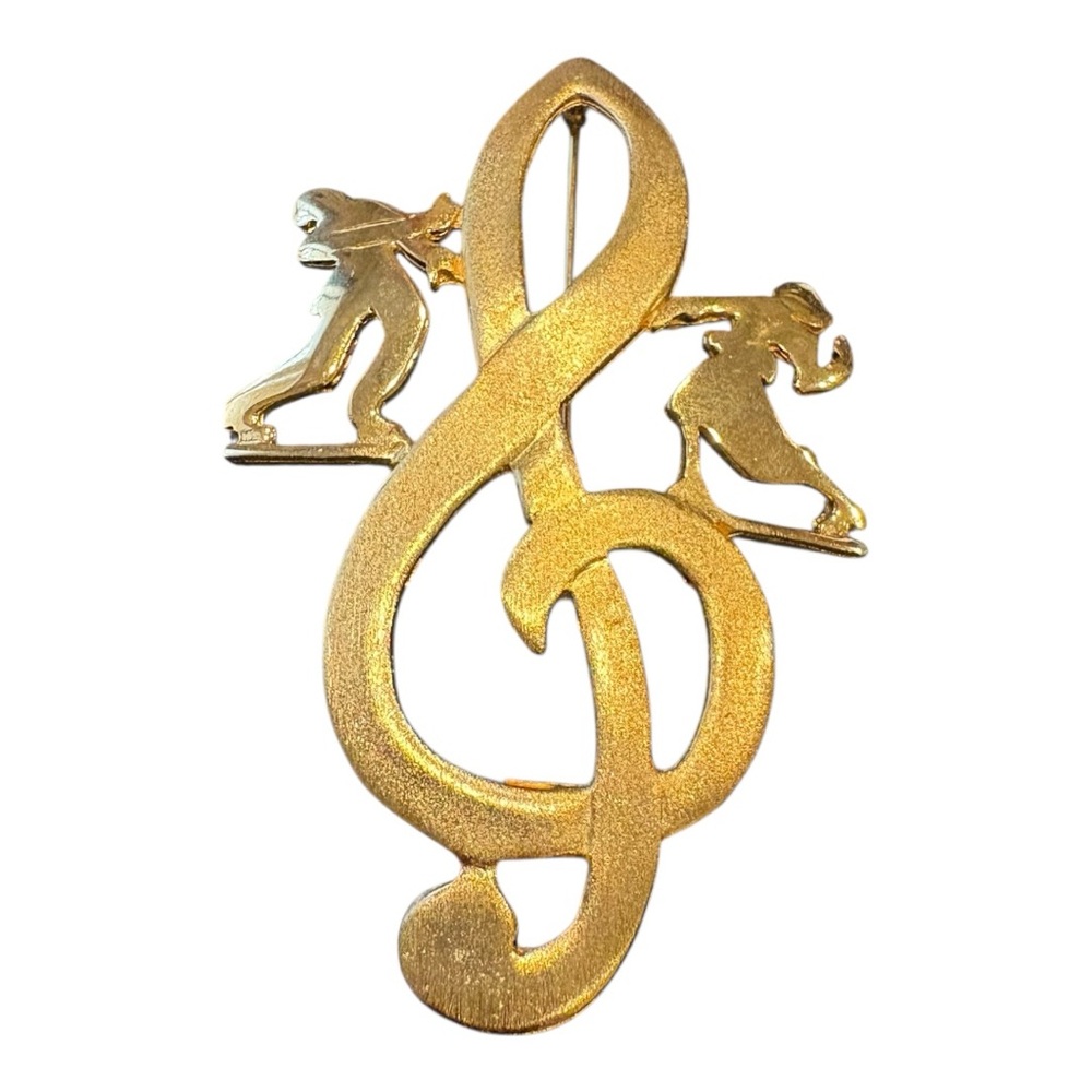 Ultra Craft Vintage Treble Clef Brooch – Gold-Tone Dancing Couple Signed J20